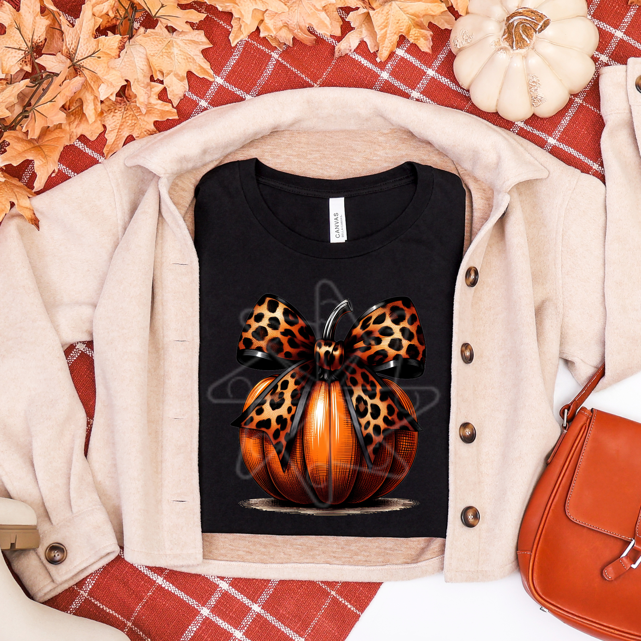 Leopard Bow Pumpkin Tee